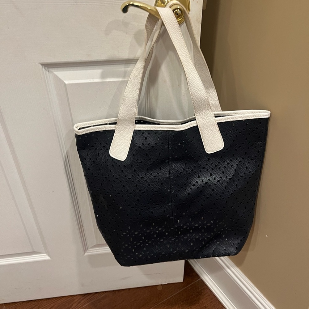 Elegant Navy and White Tote Bag